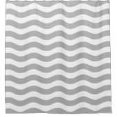 Graue und weiße Küstenwave Muster Duschvorhang (Vorderseite)