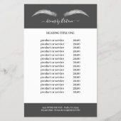 Graue und weiße Lashes & Brows Preise & Services Flyer (Vorne)