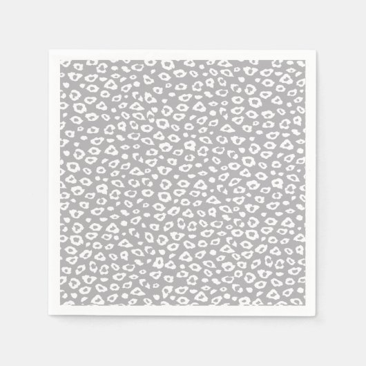 Graue und weiße Leopardrucke Serviette (Vorderseite)