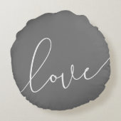 Graue und weiße Liebe Minimalistisch Rundes Kissen (Rückseite)