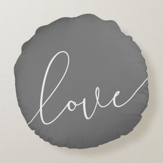 Graue und weiße Liebe Minimalistisch Rundes Kissen (Rückseite)