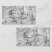 Graue und weiße Marmorplatte REFEN SIE EINE FREUND Empfehlungskarte (Vorne/Hinten)