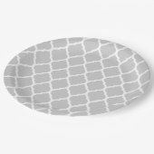 Graue und weiße marokkanische Quatrefolie Pappteller (Schrägansicht)