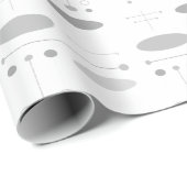 Graue und weiße MCM Mitte+Jahrhundert Abstrakt Mod Geschenkpapier (Rolleneckpunkt)