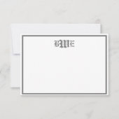 Graue und weiße Mit Monogramm Flachnotizkarte Einladung (Vorderseite)