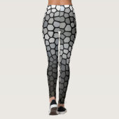 Graue und weiße moderne geometrische Mosaikwabenrü Leggings (Rückseite)