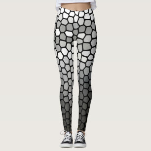 Graue und weiße moderne geometrische Mosaikwabenrü Leggings