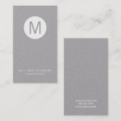 Graue und weiße moderne Minimalistische Monogramm Visitenkarte (Vorne/Hinten)