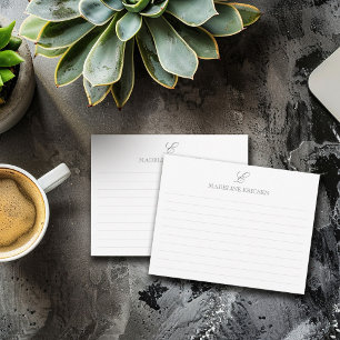 Graue und weiße Monogramm Mitteilungskarte