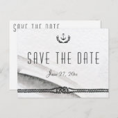Graue und weiße nautische Save the Date Postkarten (Vorne/Hinten)