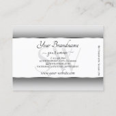 Graue und weiße Ombre-Initialen Silver Oval Frame Visitenkarte (Rückseite)