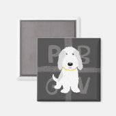 Graue und weiße PBGV Magnet (Vorderseite/Rückseite)