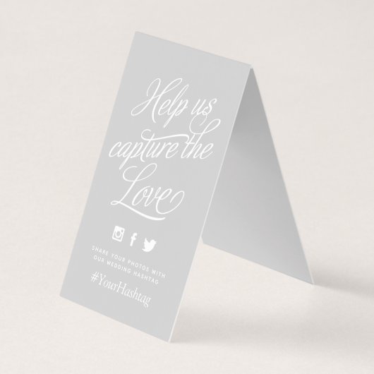 Graue und weiße Personalisierte Hochzeitshashtag-Z (Rückseite)