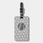 Graue und weiße Pfeile mit Monogramm Gepäckanhänger (Vorderseite vertikal)