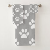 Graue und weiße Pfoten Badhandtuch Set (Insitu)