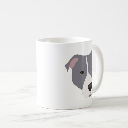 Graue und weiße Pitbull Kaffeetasse (VorderseiteRechts)
