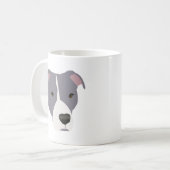 Graue und weiße Pitbull Kaffeetasse (Vorderseite Links)