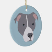 Graue und weiße Pitbull Keramik Ornament (Rechts)
