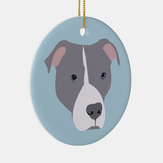 Graue und weiße Pitbull Keramik Ornament (Rechts)
