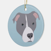 Graue und weiße Pitbull Keramik Ornament (Links)