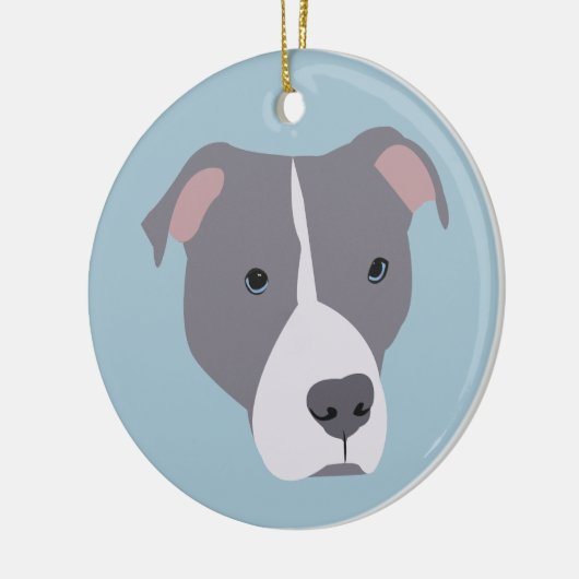 Graue und weiße Pitbull Keramik Ornament (Links)