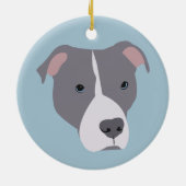 Graue und weiße Pitbull Keramik Ornament (Hinten)