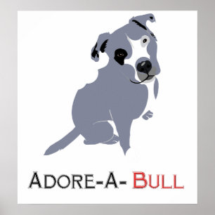 Graue und weiße Pittie Welpe Adore-a-Bull Poster