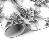 Graue und weiße Poinsettia Blume Weihnachtsmuster Geschenkpapier (Rolleneckpunkt)