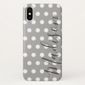Graue und weiße Polka Dot Personalisierter Name Case-Mate iPhone Hülle (Rückseite)