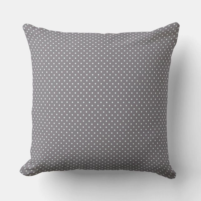 Graue und weiße Polka Dots Kissen Kissen (Vorderseite)