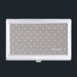 Graue und weiße Polka Dots Moderne Eleganz Visitenkarten Dose<br><div class="desc">Gray & White Small Polka Dots Moderner schicke Visitenkartenhalter. Passen Sie den Text an oder verließ ihn leer.</div>