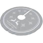 Graue und weiße Rentiere mit Schneeflocken Weihnac Polyester Weihnachtsbaumdecke (Schrägansicht)