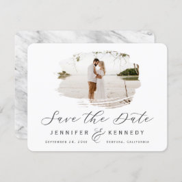 Graue und weiße romantische Rahmen mit Foto Save The Date