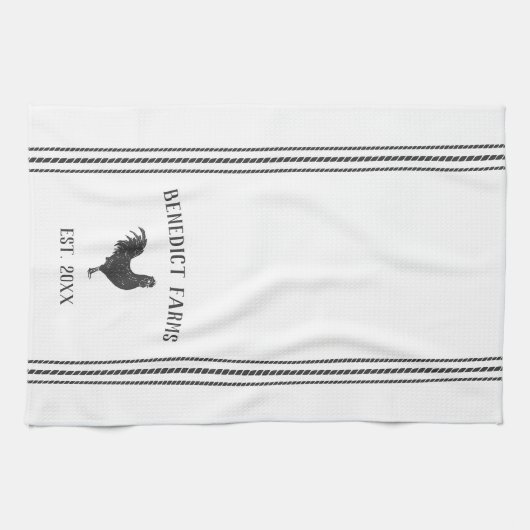 Graue und weiße rustikale Personalisierte Bezeichn Geschirrtuch (Horizontal)