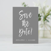 Graue und weiße Save the Date-Karte Date (Stehend Vorderseite)