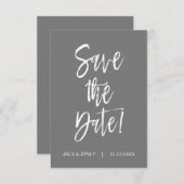 Graue und weiße Save the Date-Karte Save The Date (Vorne/Hinten)