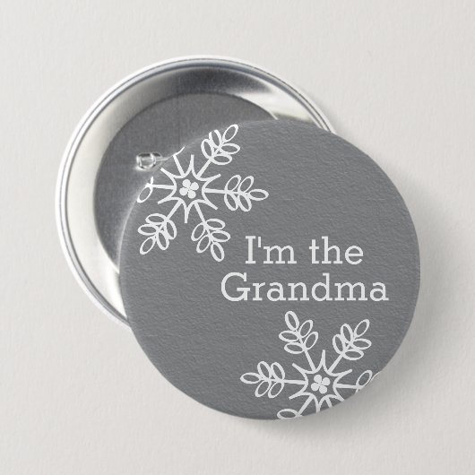 Graue und weiße Schneeflocke bin ich die Button (Vorne & Hinten)