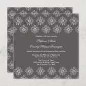 Graue und weiße Schneeflocken Winterhochzeit Einladung (Vorne/Hinten)