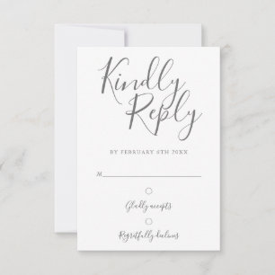 Graue und weiße Schrift Einfache moderne UAWG RSVP Karte