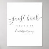 Graue und weiße Signatur Script Gast Book Sign Poster (Vorne)