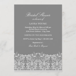 Graue und weiße Spitzen | Brautdusche Einladung