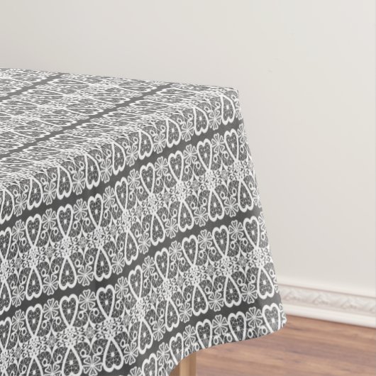 Graue und weiße Spitzenmuster Tischdecke (Beispiel)