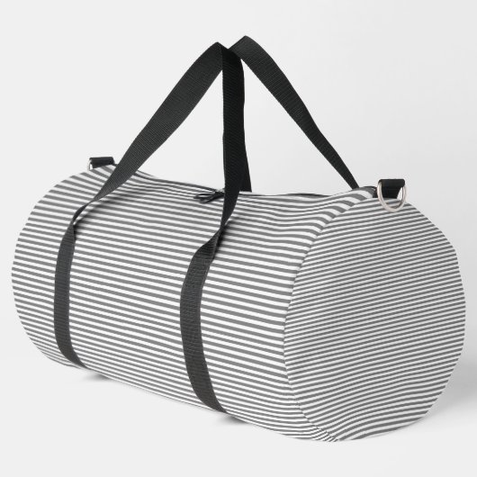 Graue und weiße Streifen Duffle Bag (Linke Ecke)