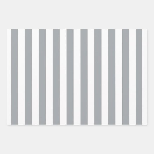 Graue und weiße Streifen Geschenkpapier Set (Vorderseite 3)