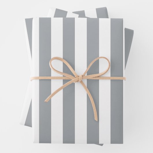 Graue und weiße Streifen Geschenkpapier Set (Beispiel)