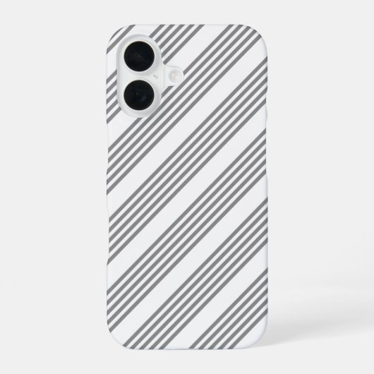 Graue und weiße Streifen iPhone 16 Hülle (Rückseite)