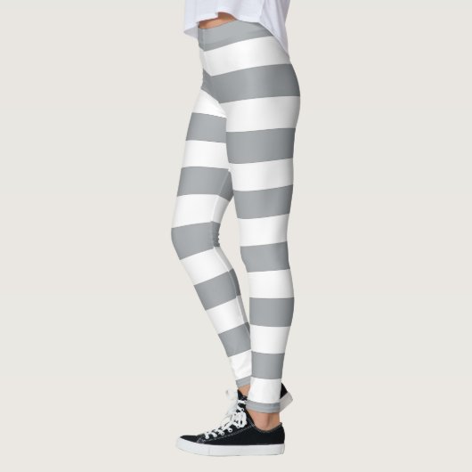 Graue und weiße Streifen Leggings (Links)