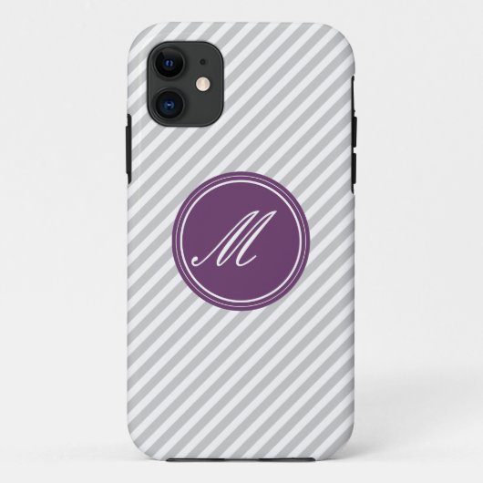 Graue und weiße Streifen mit Monogramm iPhone 5 Fa Case-Mate iPhone Hülle (Rückseite)