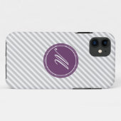 Graue und weiße Streifen mit Monogramm iPhone 5 Fa Case-Mate iPhone Hülle (Rückseite (Horizontal))