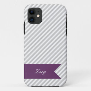 Graue und weiße Streifen mit Monogramm iPhone 5 Fa 11 Hülle